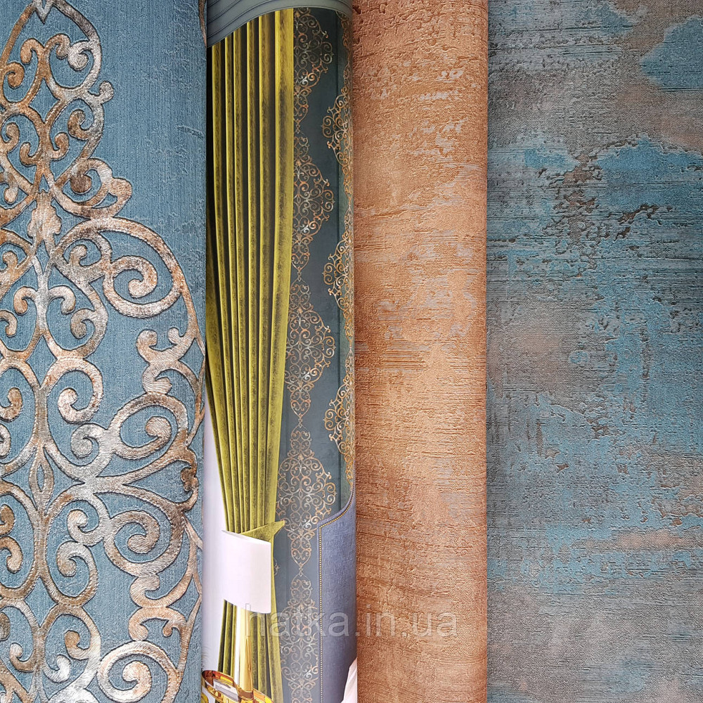 Шпалери метрові вінілові на флізелін 24 Carati Cristiana Masi вензель великий структурний золото на Київ - фото 3