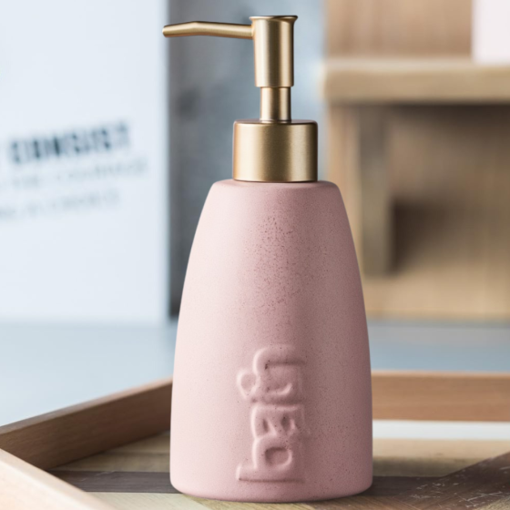 Дозатор керамічний для мила у ванну і душову кімнату 320 мл, диспенсер для рідкого мила і миючого засобу, рожевий Кам'янець-Подільський