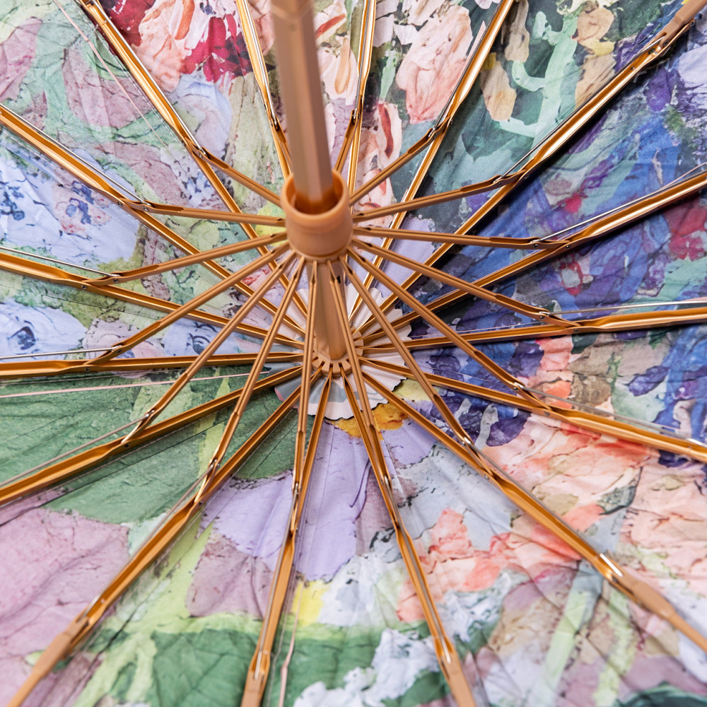 Парасолька механічна з принтом надійна з поліестеру діаметр 99 см Рожева HP-23-3M Київ - фото 8
