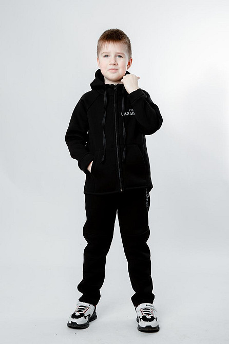 Спортивный костюм, черный, трёхнитка, 100% хлопок, начёс Крохатушка одяг Киев - изображение 4