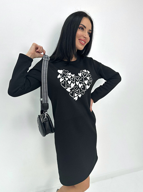 Теплое платье с принтом Romance 50-52, Черный Киев - изображение 2