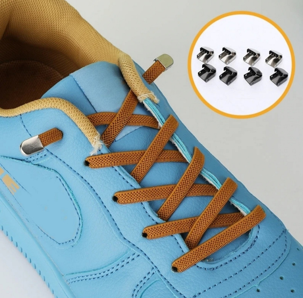 Еластичні шнурки без зав'язок з металевими фіксаторами Зелений Смела - изображение 4