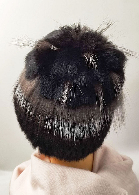 Шапка хутряна жіноча квітка Белла Чорний Харків - фото 2