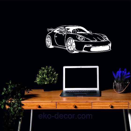 Декоративне настінне Панно «Авто Порш», Декор на стіну 110*46 см, Білий Київ