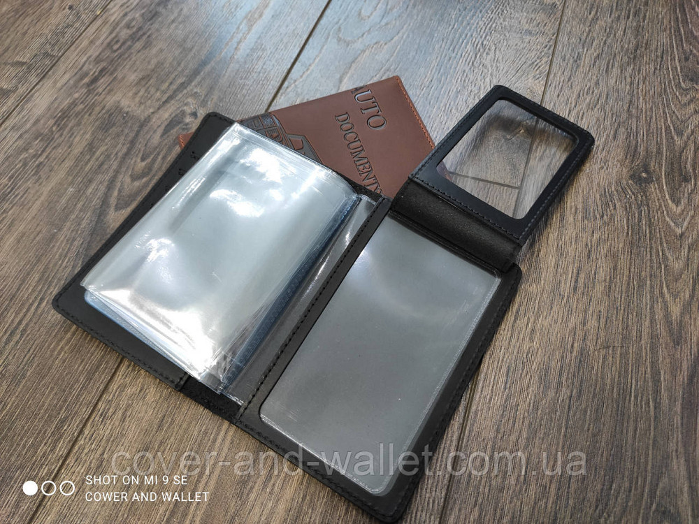 Винтажная кожаная обложка на авто документы коричневого цвета ST Leather Черный Киев - изображение 6