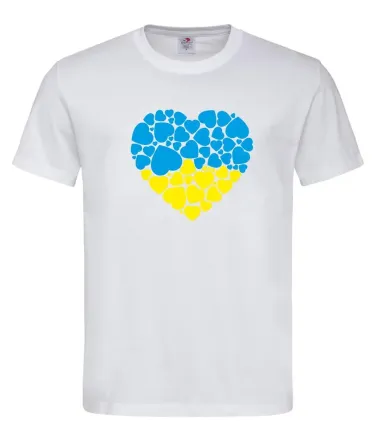 Футболка «Сердце Украины» с жёлто-голубыми сердечками Белый, L Городище