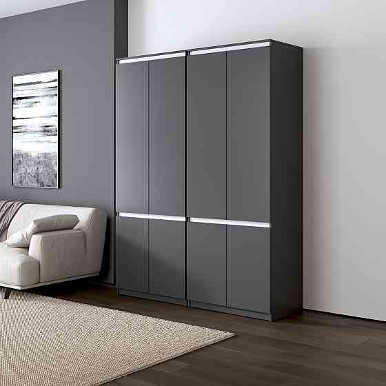 Шкаф для одежды VAYS, со штангой и полками, комплект из 2 шкафов R10+R24 Антрацит-Белые планки Львов