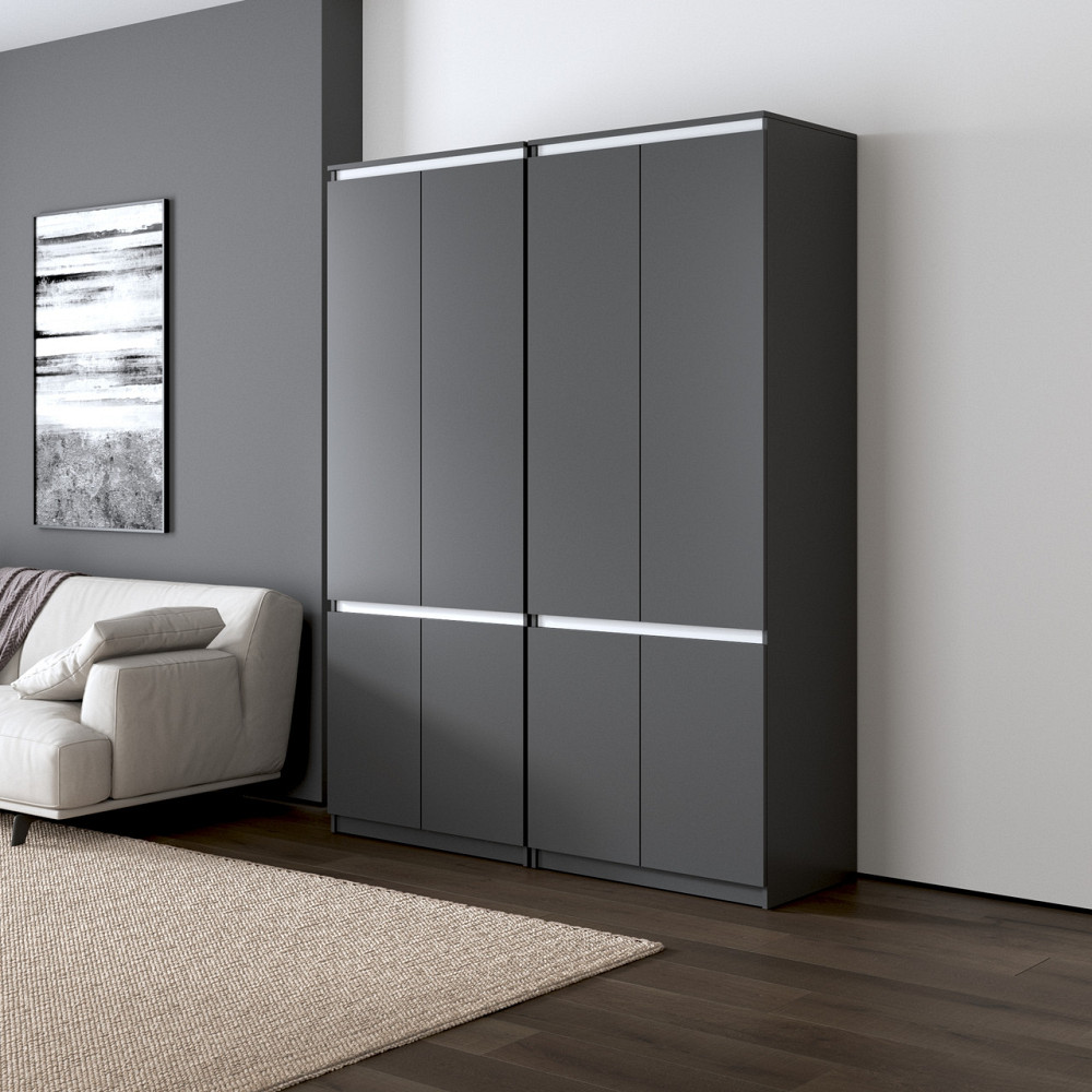 Шафа для одягу VAYS, зі штангою та полицями, комплект з 2 шаф R10+R24 Антрацит-Білі планки Львів - фото 1