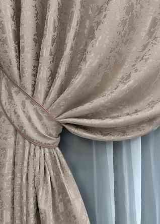 Комплект готових штор VR-Textil Льон мармур Pavliani VO № 1717ш сіро-бежевий 100х275 см 2 шт (31-754) Київ