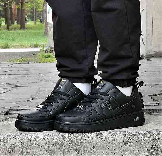 Кроссовки Nike Черные Мужские Кожаные Найк Форсы (размеры: 41,42,43,44,45) Видео Обзор Днепр