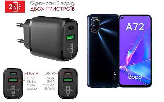 Сетевое зарядное устройство для Oppo A72, 20W 3A, Quick Charge 3.0 Киев