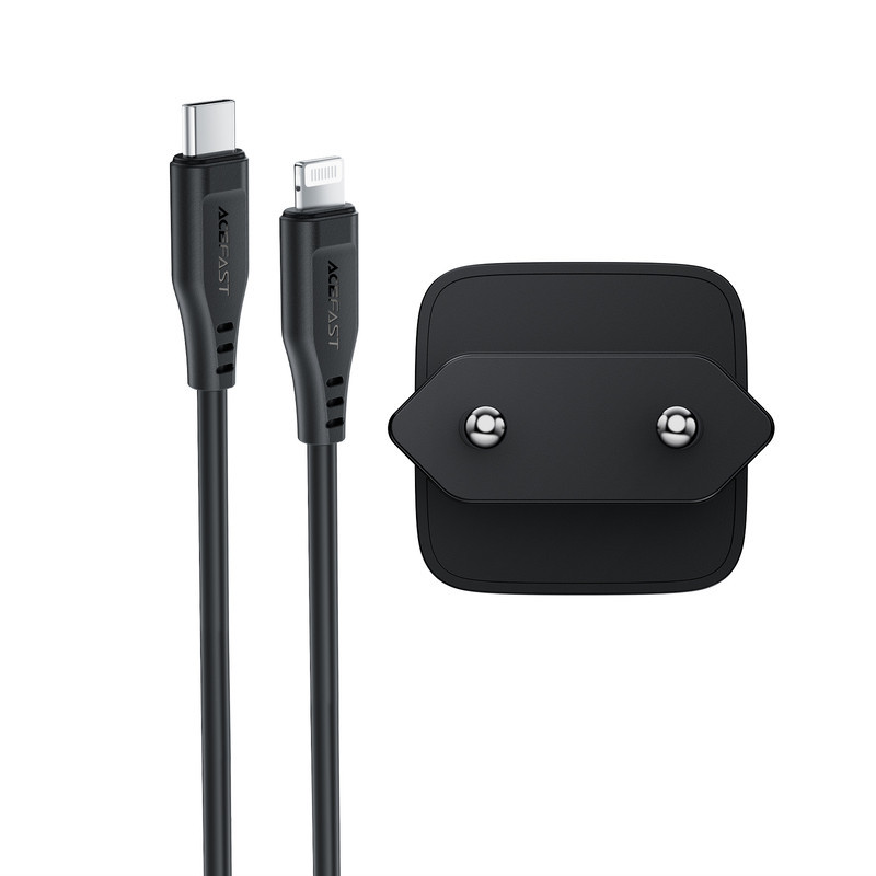 Мережевий зарядний пристрій з кабелем ACEFAST A118 PD30W mini GaN USB-C fast charger set (P16) Black Одеса - фото 8