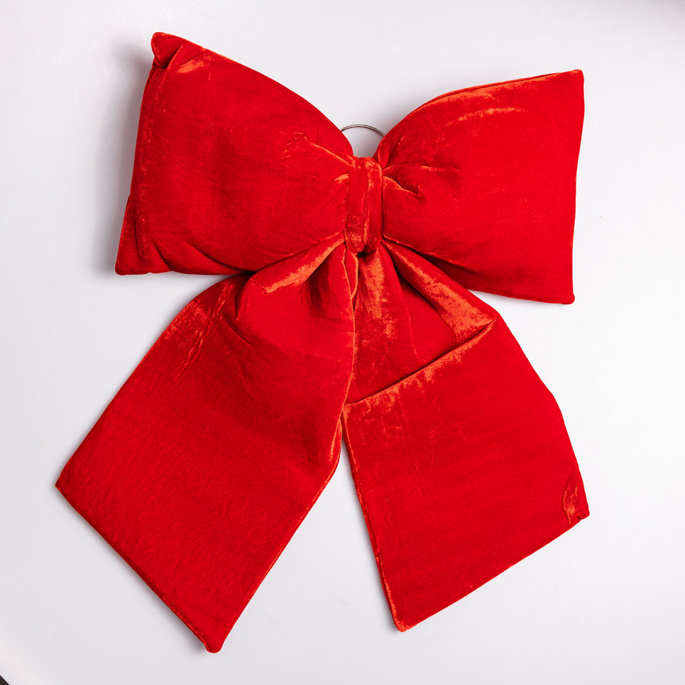 Оксамитовий бант для декору на ялинку 35×45 (см) Червоний CR-2-15 Київ - фото 1