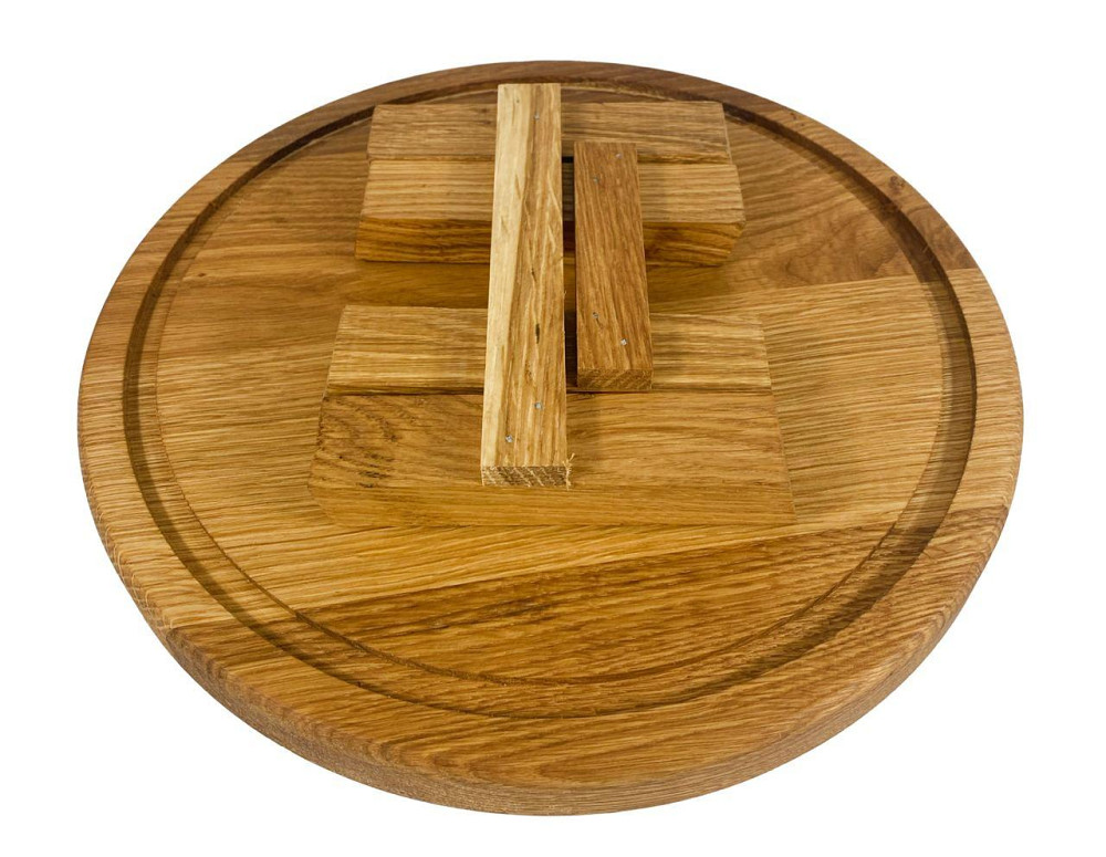 Круглый складной столик из дуба, поднос сервировочный деревянный с ножками 30×30см Каменец-Подольский - изображение 6