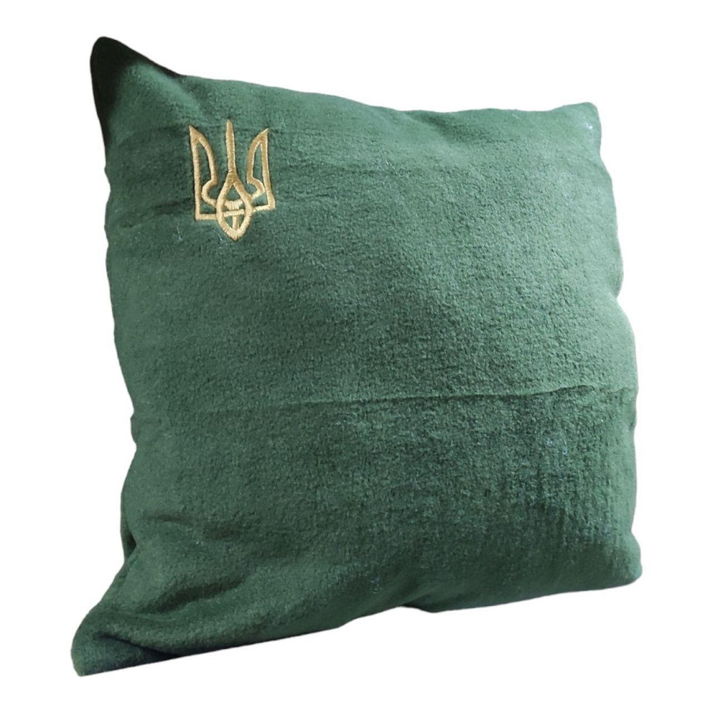 Подушка декоративна 35×35 з вішивкою тризуб Київ - фото 1