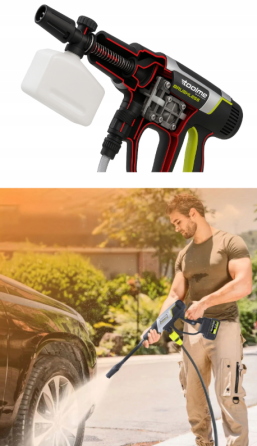 Аккумуляторная мойка высокого давления Toolme TM280 PRO BRUSHLESS 450 Вт с алюминиевой помпой, 2 АКБ 21В, пеногенератор (Польша) Киев