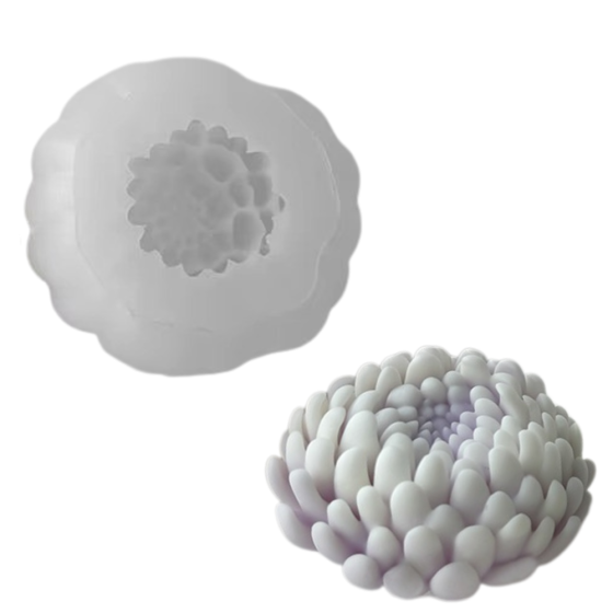 Силіконова форма для виготовлення свічки, «Хризантема» молд  для свічок з бджолиного, соєвого воску і парафіну 67 х 67 мм Кам'янець-Подільський