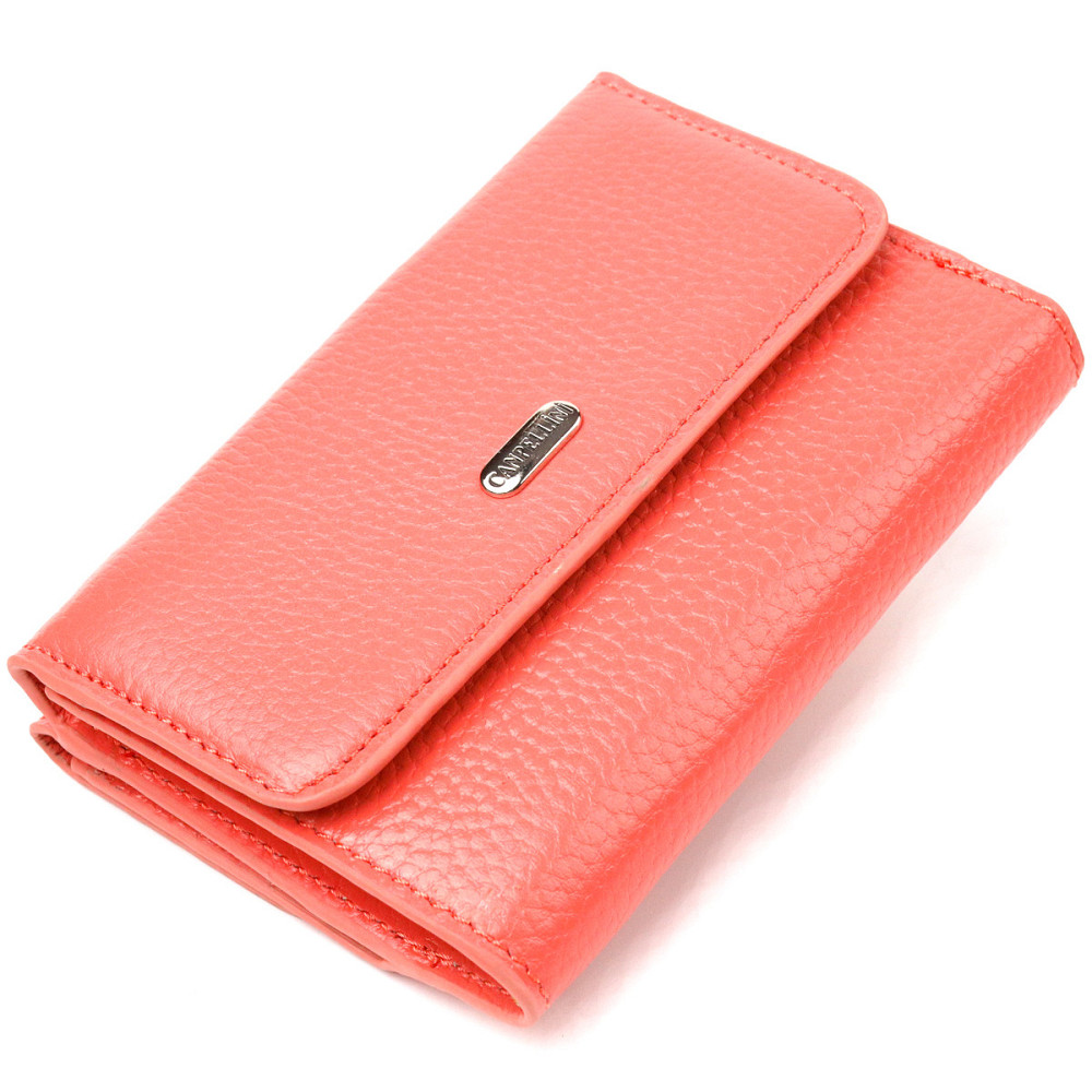 Стильный молодежный кошелек из натуральной кожи флотар Коралловый (CANPELLINI) Киев - изображение 5