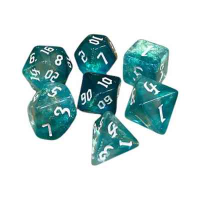 Набір кубиків для настільних ігор Games 7 Days Double Glitter 7 Dice Set - Aqua-White (g7dglitdc06) Вінниця