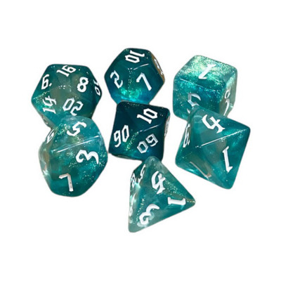 Набір кубиків для настільних ігор Games 7 Days Double Glitter 7 Dice Set - Aqua-White (g7dglitdc06) Вінниця - фото 1