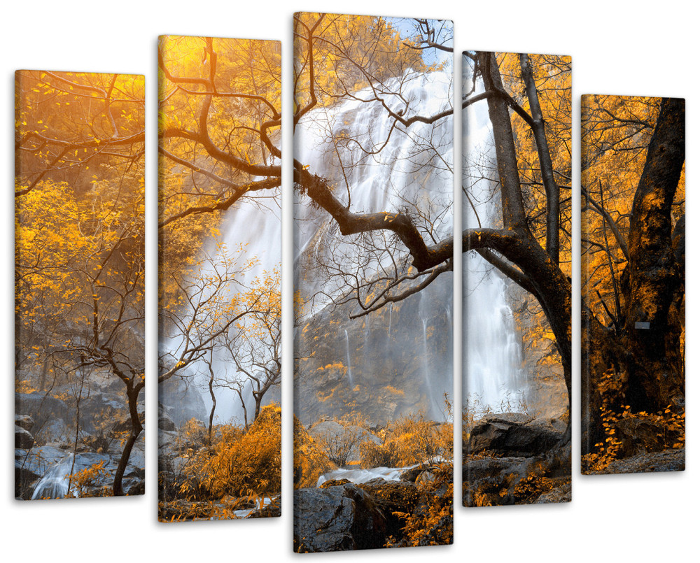 Модульна картина у вітальню/ спальню Осінній водоспад Art-329_5 (80х118 см) 105х150 см Перечин - фото 1