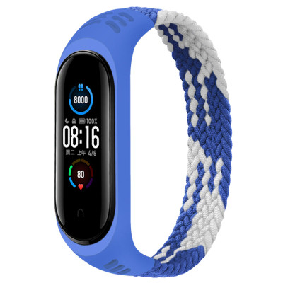 Ремешок для фитнес браслета BeCover Elastic Nylon Style для Xiaomi Mi Smart Band 5/6 (Size M) Blue-White (706151) Винница - изображение 1