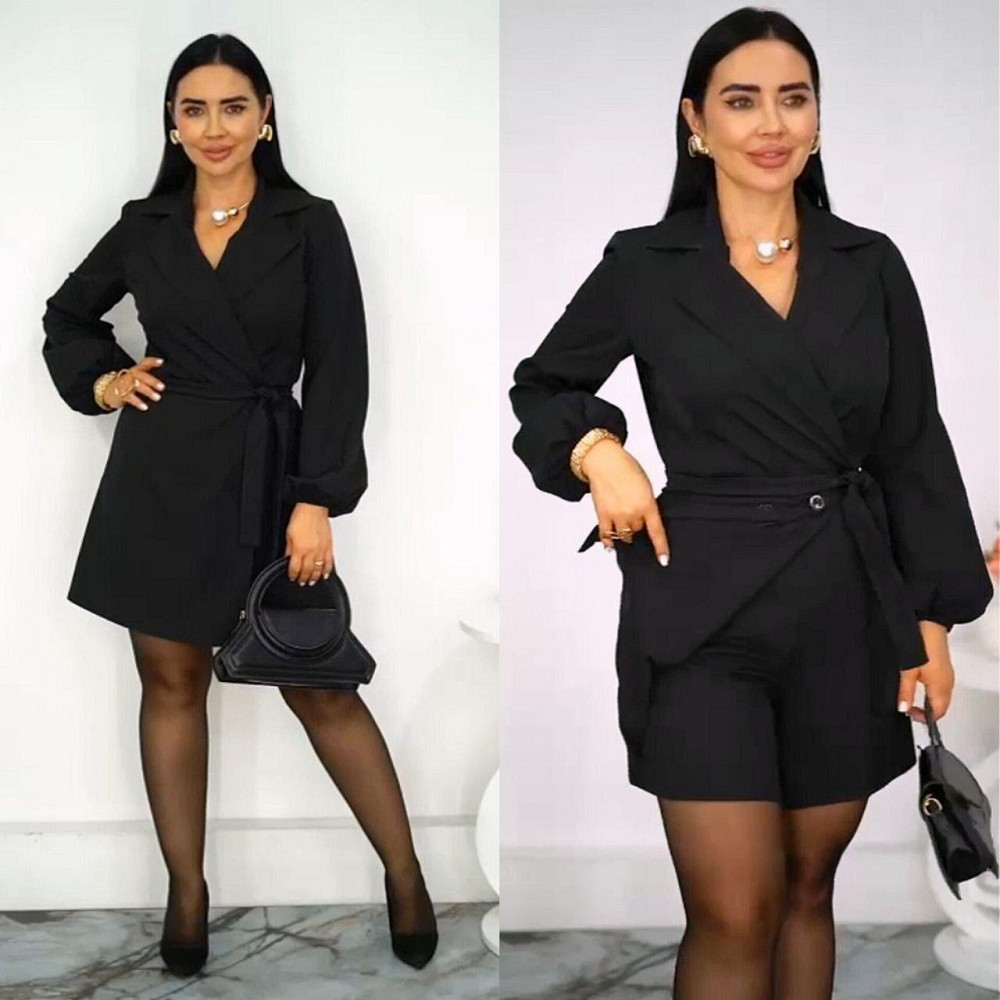 Стильный женский комбинезон с запахом имитация платья костюмка 56/58 Одесса - изображение 1