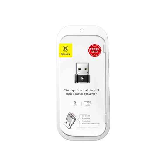 Адаптер Baseus USB Male To Type-C Female Adapter Converter Black Одесса