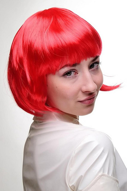 Перука жіноча яскраво-червона коротка боб каре, синтетичне волосся для карнавалу, Хелловіну, вечірок зміна образу Київ - фото 2
