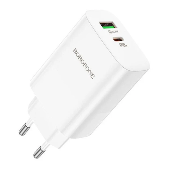 Зарядний пристрій Borofone BN10 PD 65W + QC3.0 (1Type-C/1USB) Білий Вінниця