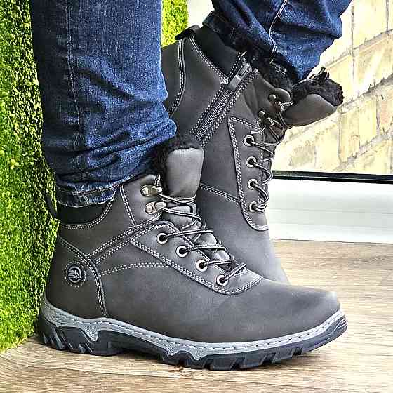 Черевики Зимові Чоловічі на хутрі Сірі Зима Хутро Прошиті (розміри: 40,41,42,43,44,45) Відео Огляд Дніпро