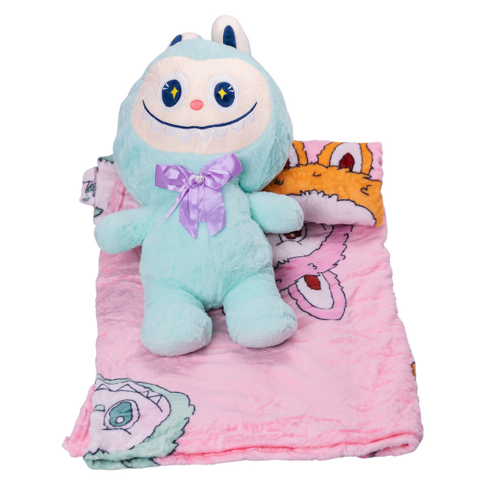 М'яка іграшка Лабубу з пледом 54 см М'ятна ТМ COLORFUL HOME Київ - фото 1