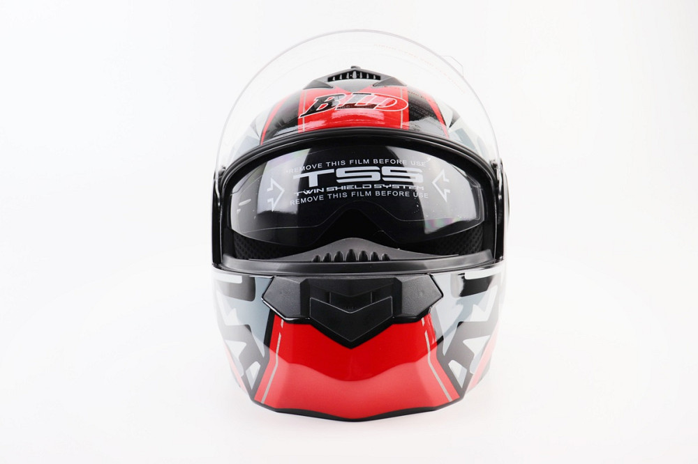 Шолом модуляр, закритий з відкидним підборіддям+відкидні окуляри BLD-159 S (55-56см), ЧОРНО-ЧЕРВОНИЙ Киев - изображение 6