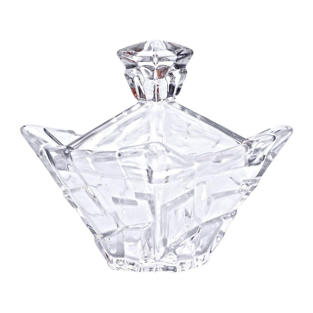 Квадратная стеклянная сахарница с крышкой 10 см Киев - изображение 2