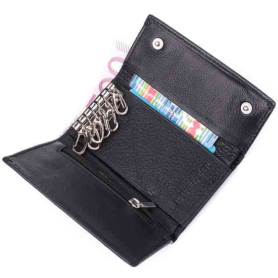 Містка ключниця з натуральної шкіри ST Leather 22477 Чорний Київ