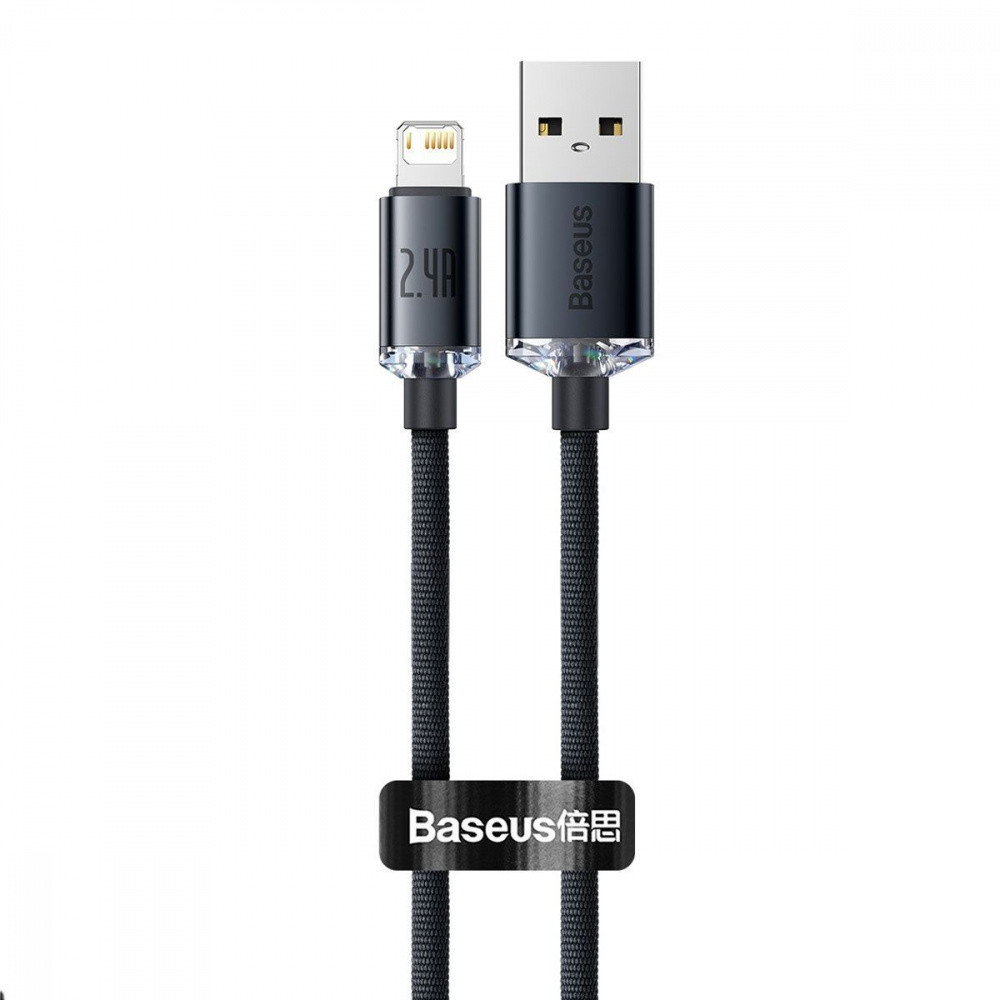 Кабель Baseus Crystal Shine Series Lightning 2.4A 2м чорний Львів - фото 1