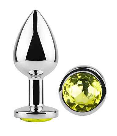 Анальна пробка з кристалом EGZO - Silver Round Plug Lime size M Sex Aura Київ