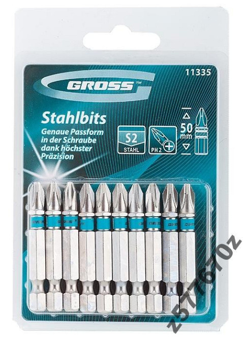 Набір біт РН2х50, сталь S2 (10шт) GROSS Полтава - фото 1