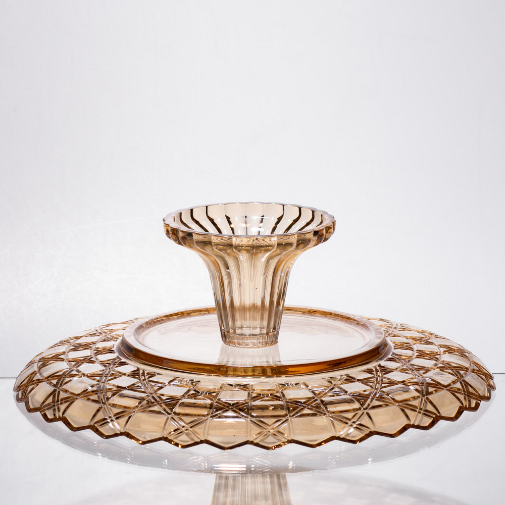 Фруктовниця скляна на ніжці Ø29 (см) кругла ваза цукерниця для фруктів Коричневий 64486-20 Київ - фото 5
