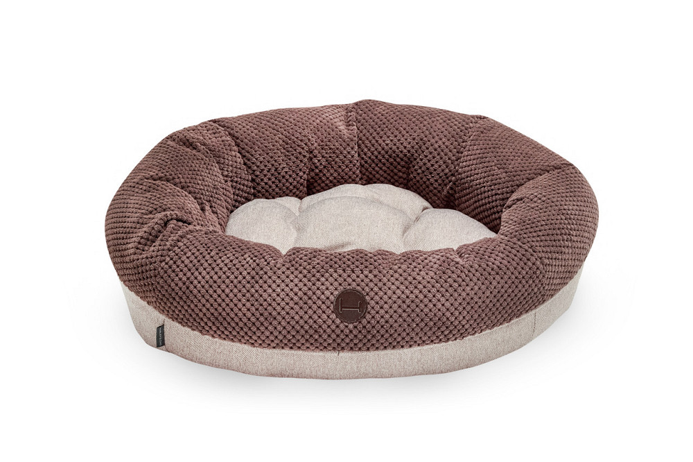 Лежанка для собак і котів овальна Harley and Cho, круглий лежак для тварин Bagel Brown Одеса - фото 3