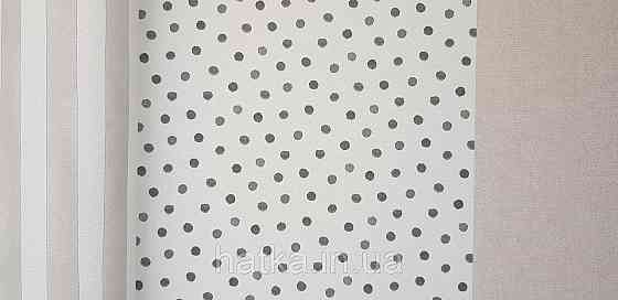 Шпалери флізелінові еко Rasch Kids World 0.53х10 дитячі кола маленькі горошок чорні на білому Київ