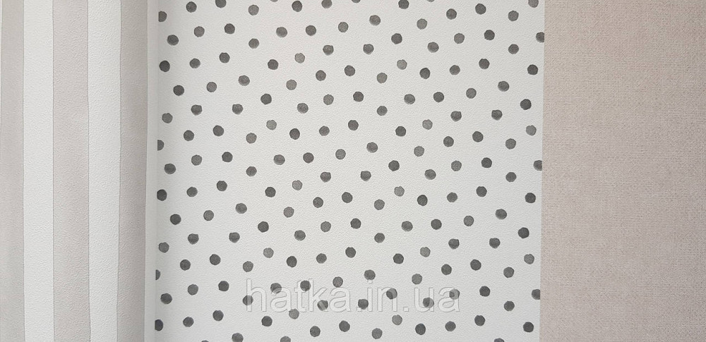 Шпалери флізелінові еко Rasch Kids World 0.53х10 дитячі кола маленькі горошок чорні на білому Київ - фото 2