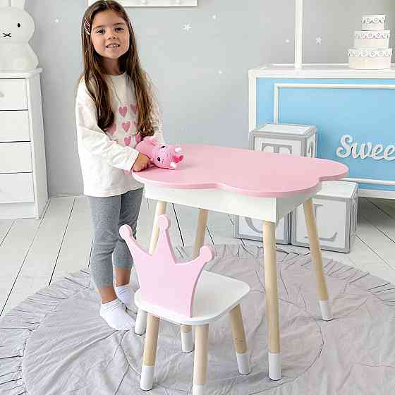Новинка! Дитячий стіл рожевий хмарка з нішею і стільчик корона рожевий 93061 Київ