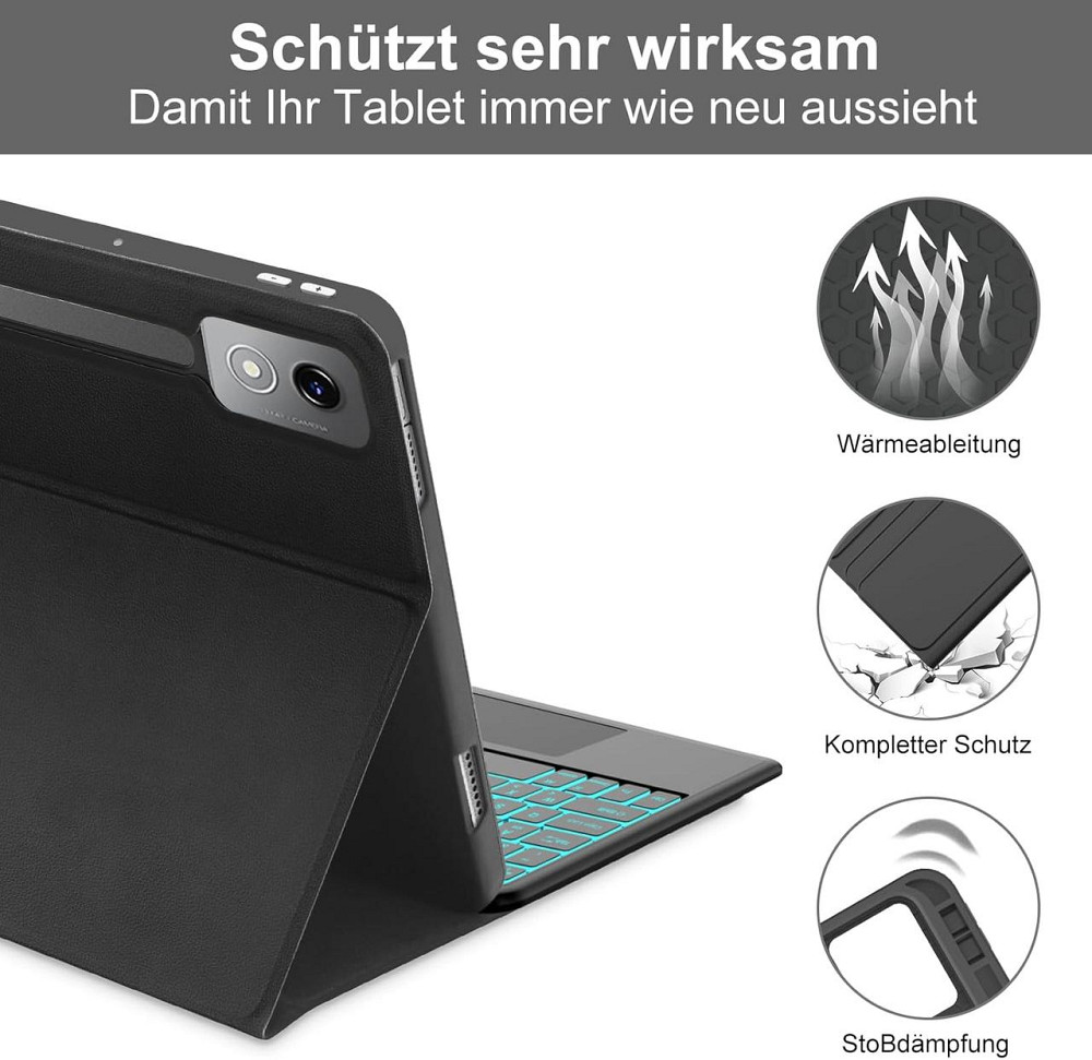 Клавіатура-чохол Lenovo Idea Tab Pro 2025 12.7 чорний Bluetooth USB-C QWERTZ трекпад підсвічування магнітна обкладинка-клавіатура Київ - фото 6