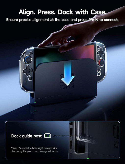 Чехол JSAUX PC0119A Прозрачный для Switch 2 (2025) Dockable Split PC+TPU Ультратный Защита JoyCon Киев - изображение 2