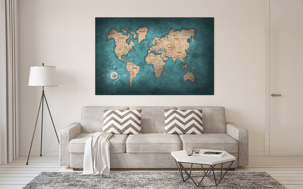 Картина холст в гостиную / спальню  Мапа Світу  MLP_13 60x100 см Киев - изображение 2