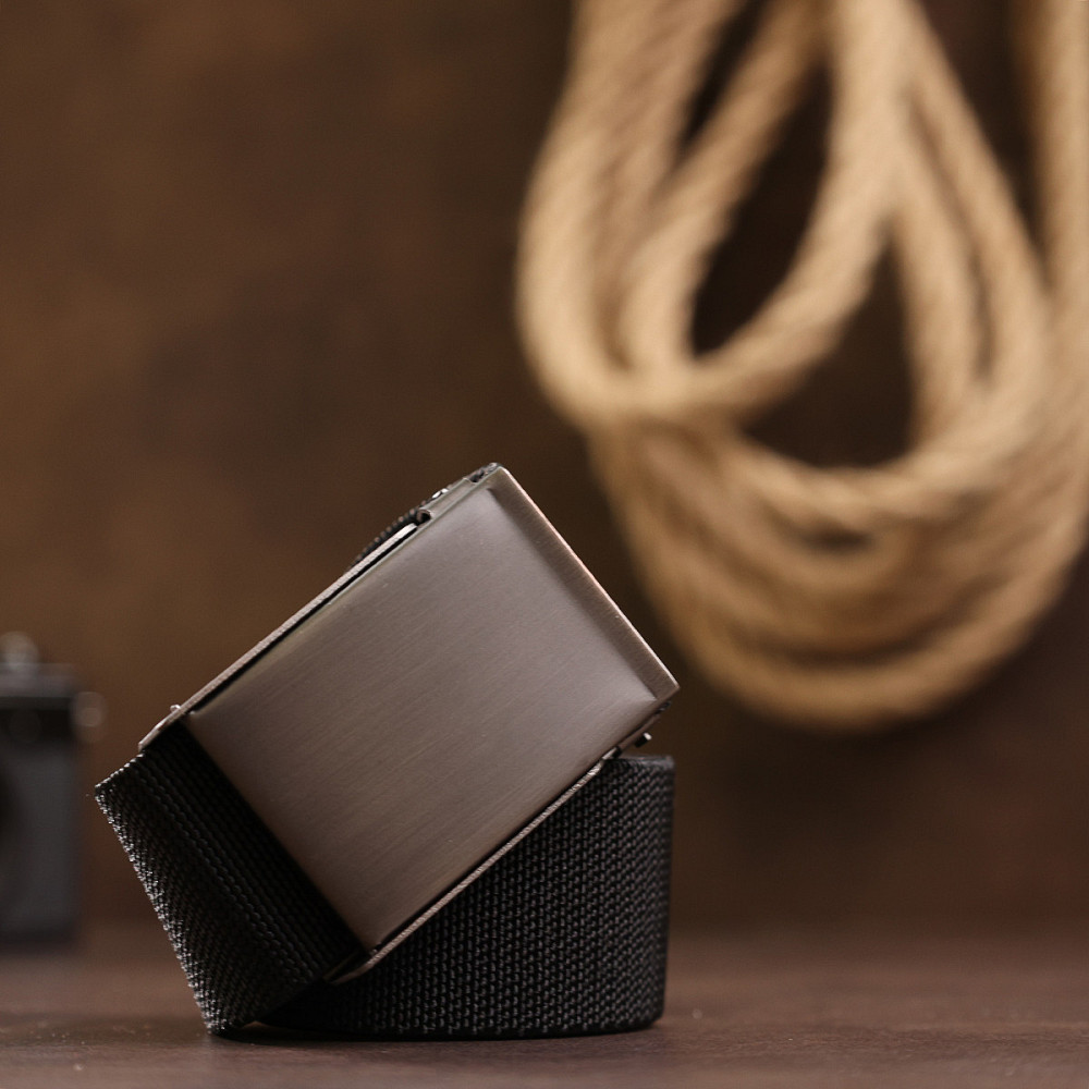 Текстильный ремень для мужчин Vintage 20579 Черный Киев - изображение 10