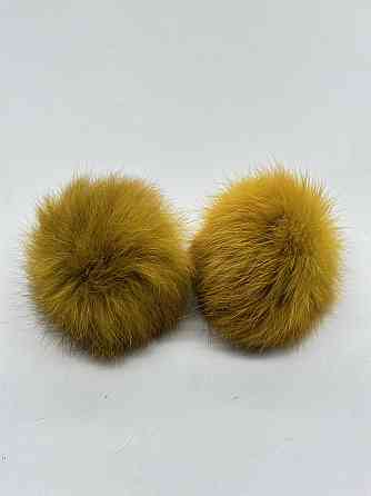 Меховой помпон на шапку из кролика 7-8 см Горчичный Харьков