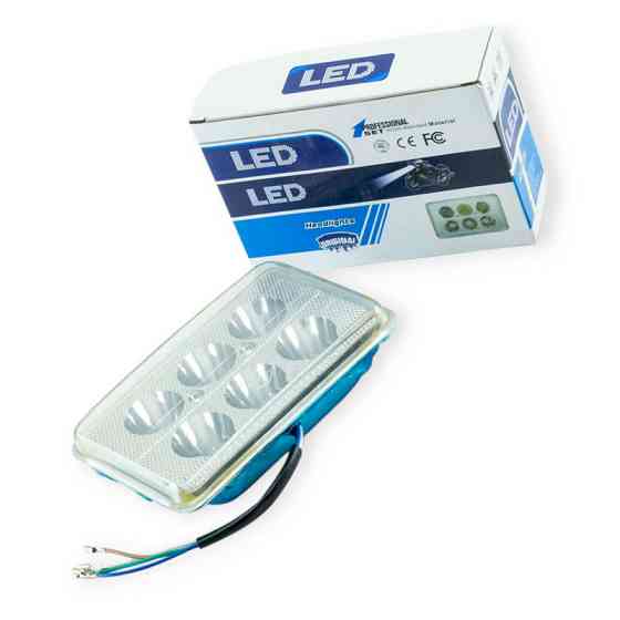 Вставка в фару квадртная ИЖ,УРАЛ,Днепр мото (6 диодов + подсветка, 15,5+10см) LED Мукачево