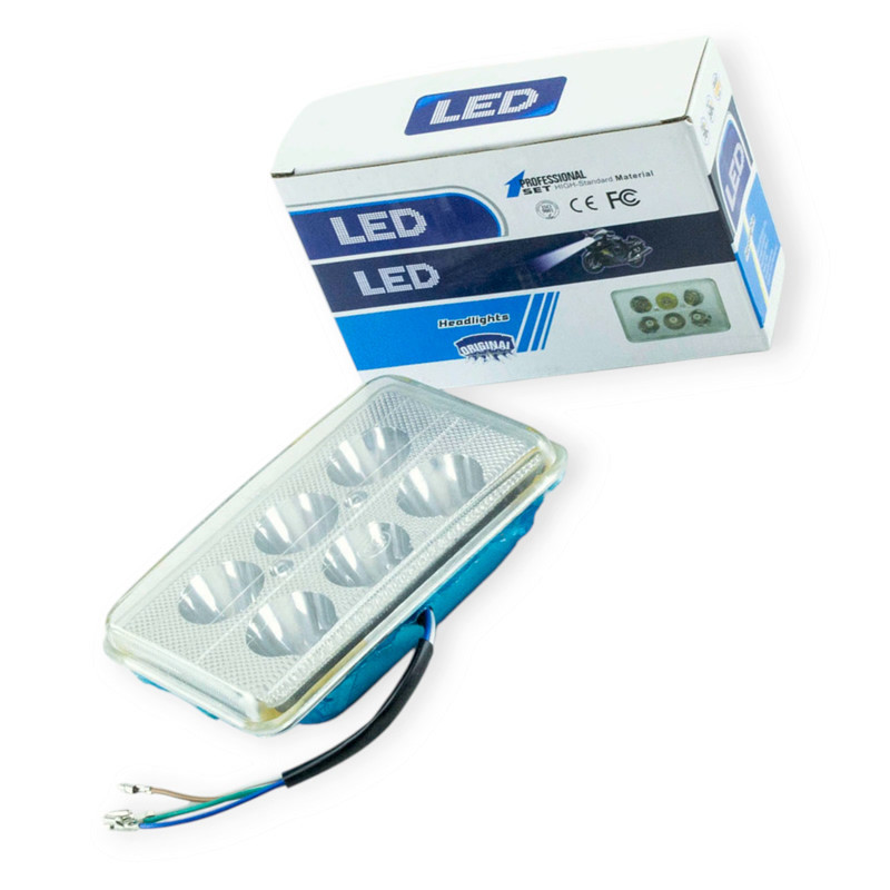 Вставка в фару квадртная ИЖ,УРАЛ,Днепр мото (6 диодов + подсветка, 15,5+10см) LED Мукачево - изображение 1